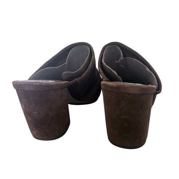 New Vince Camuto Carlie Suede Ruched Pointed Toe Block Heel Mule Brown 11M - Picture 5 of 7